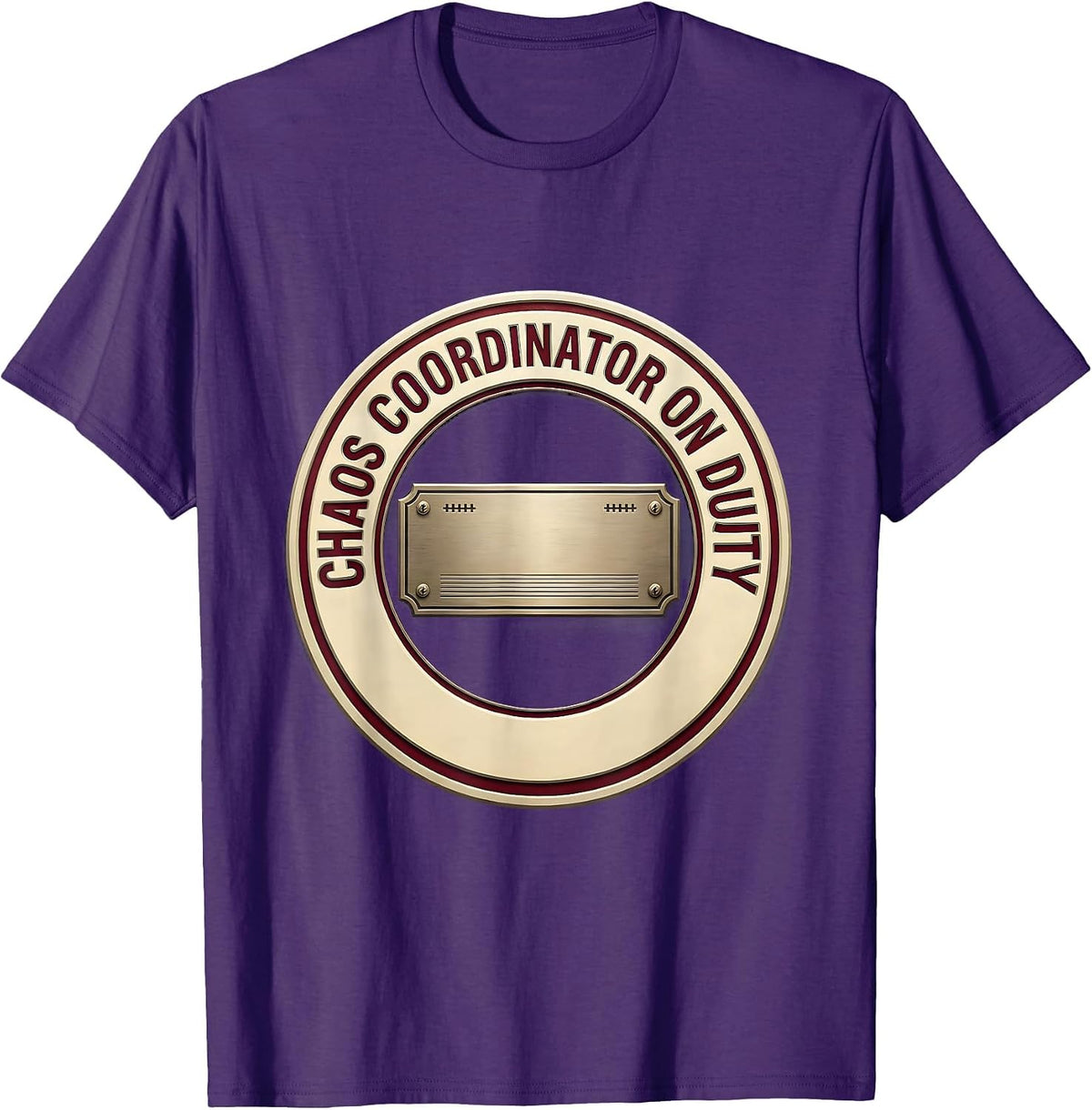 Men's Chaos Coordinator On Duty Funny Sarcastic Humor T-Shirt - Purple