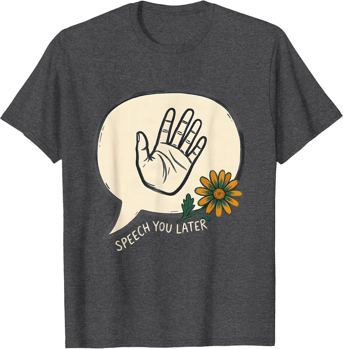 Men's Speech You Later Retro Folk Art Speech-Language Pathologist T-Shirt - Dark Heather Grey