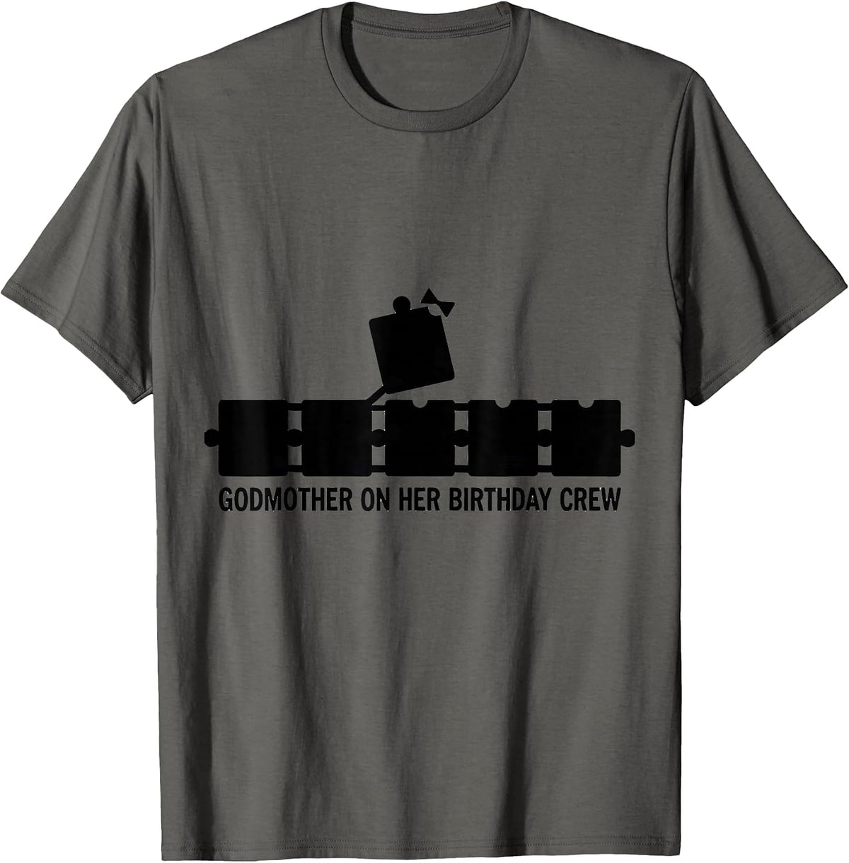 Men's Godmother On Her Birthday Crew Matching Coquette Bow Family T-Shirt - Asphalt Grey