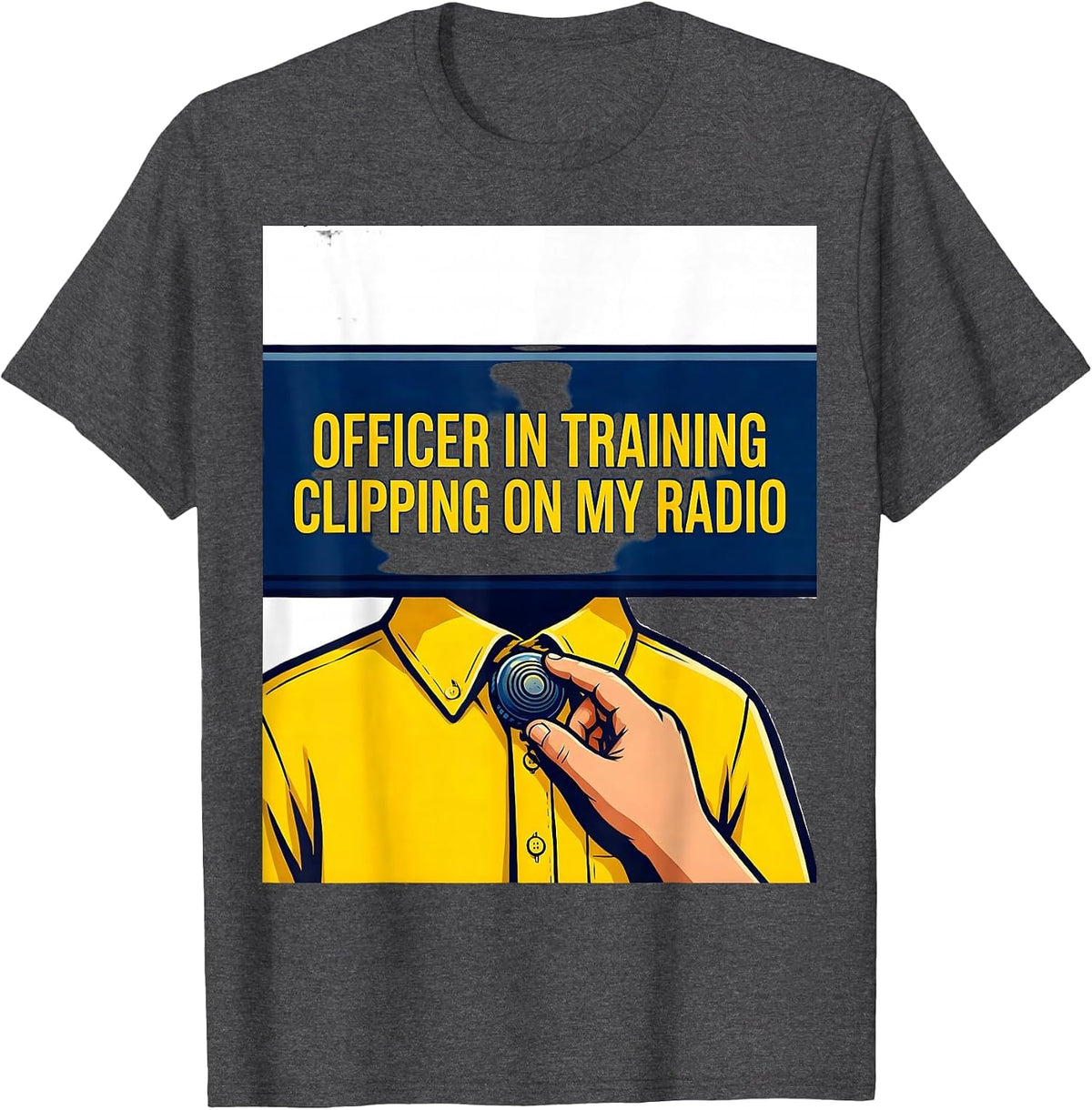 Officer In Training, Clipping On My Radio Kids Police T-Shirt - Dark Heather Grey