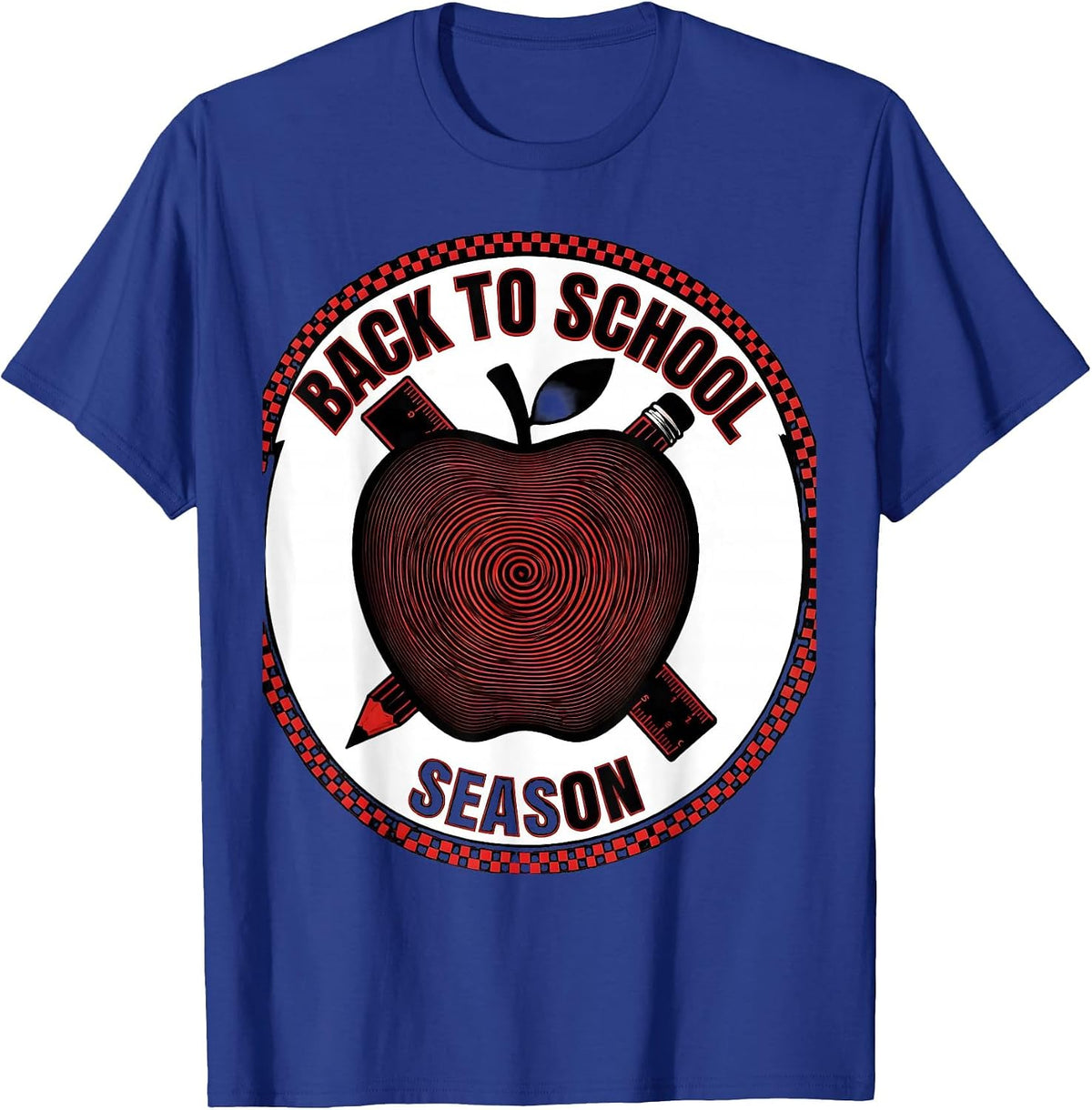Men's Back to School Apple Classic Teacher Symbols T-Shirt - Royal Blue