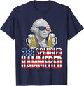 Star Spangled Hammered George Washington Beer Lover T-Shirt - Navy Blue