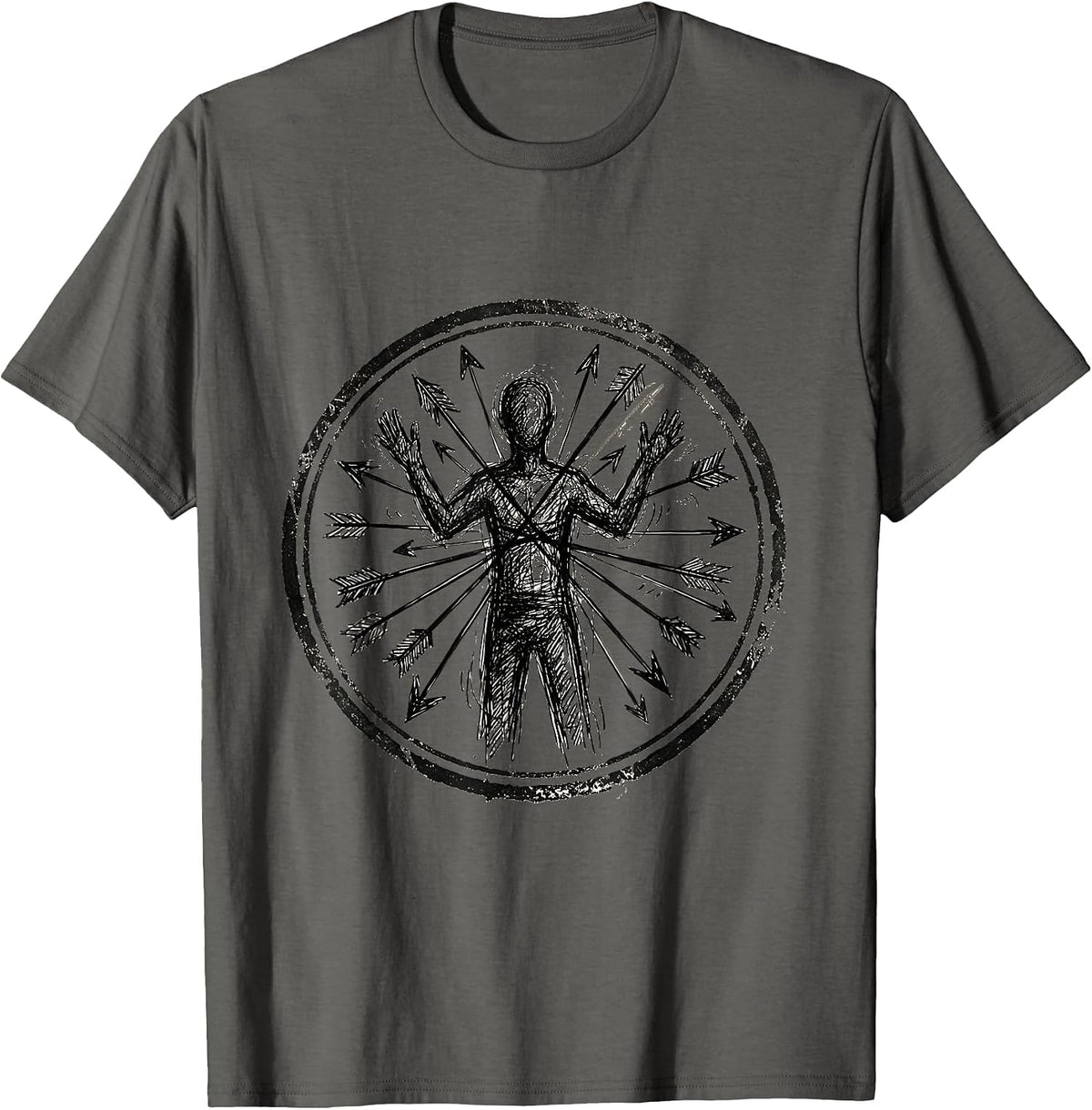 Chaos Coordinator Arrows Graphic Design T-Shirt - Asphalt Grey