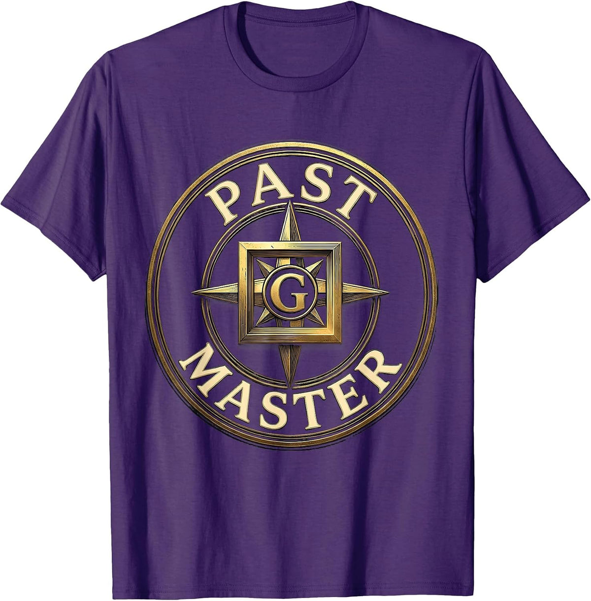 Men's Past Master Masonic Square and Compass Freemason Grand Lodge T-Shirt - Purple