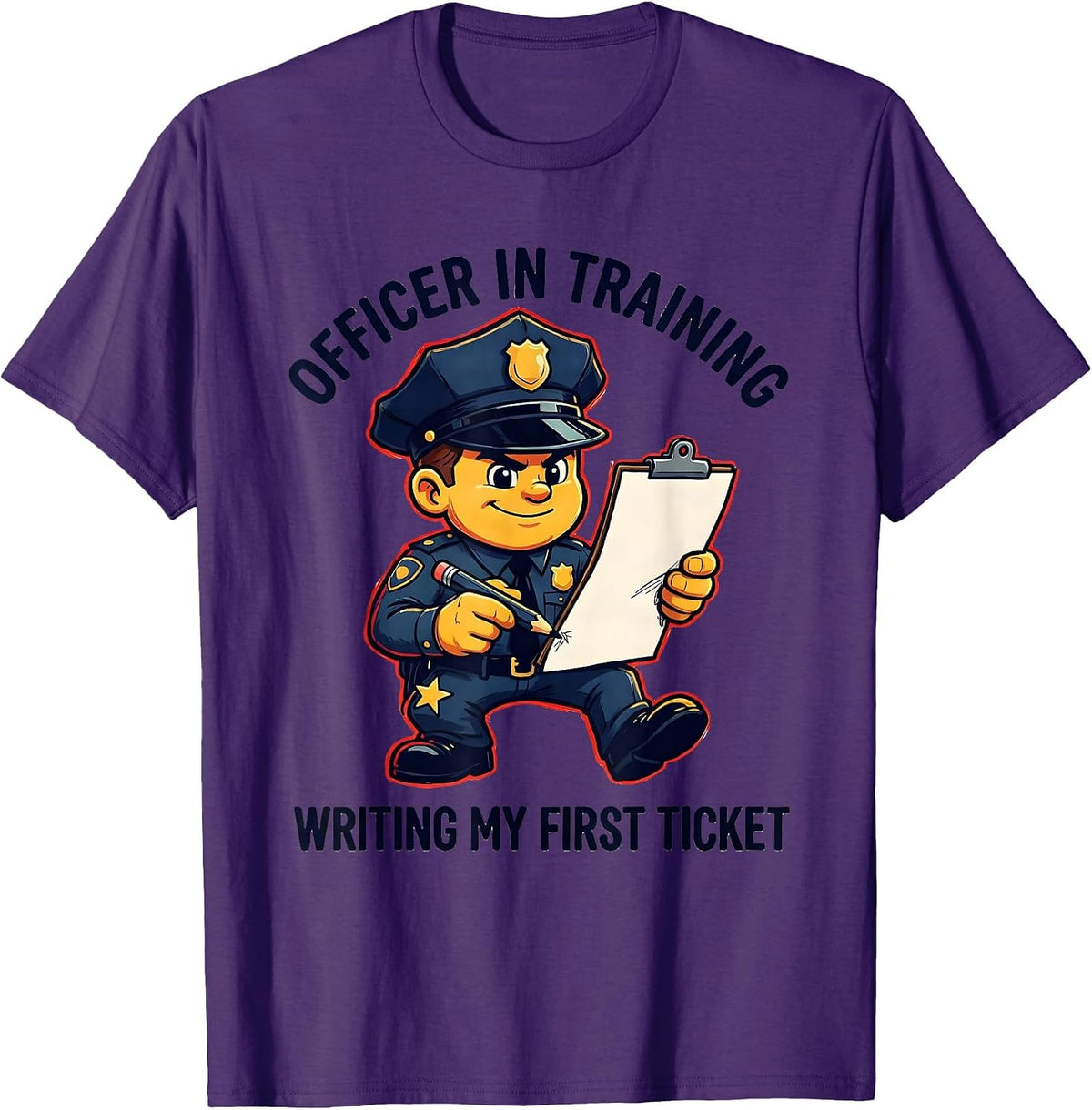 Officer In Training, Writing My First Ticket Kids T-Shirt - Purple