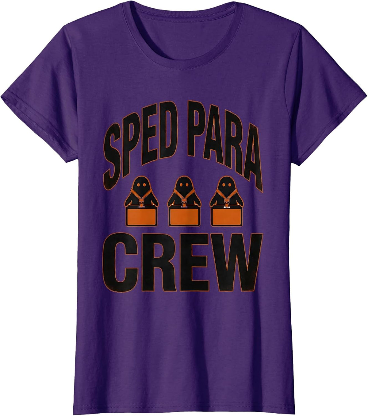 Women's SPED Para Crew Para Normal Activities Ghost Halloween T-Shirt - Purple