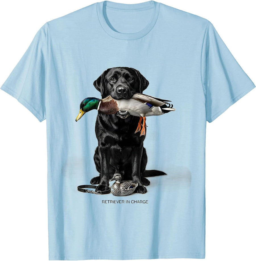 Men's Retriever In Charge Rustic Southern Labrador Duck Hunting T-Shirt - Baby Blue