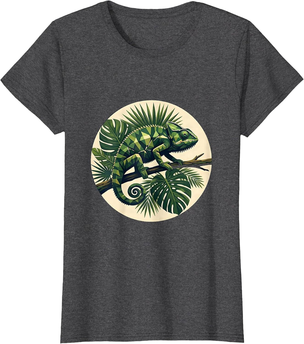 Women's Chameleon Jungle Camo Graphic Design T-Shirt - Dark Heather Grey