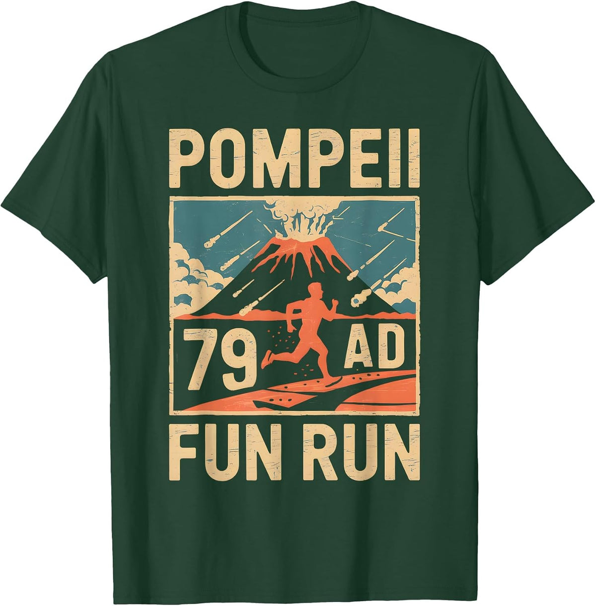 Pompeii Fun Run Geography Volcanologist Volcanology T-Shirt - Dark Green