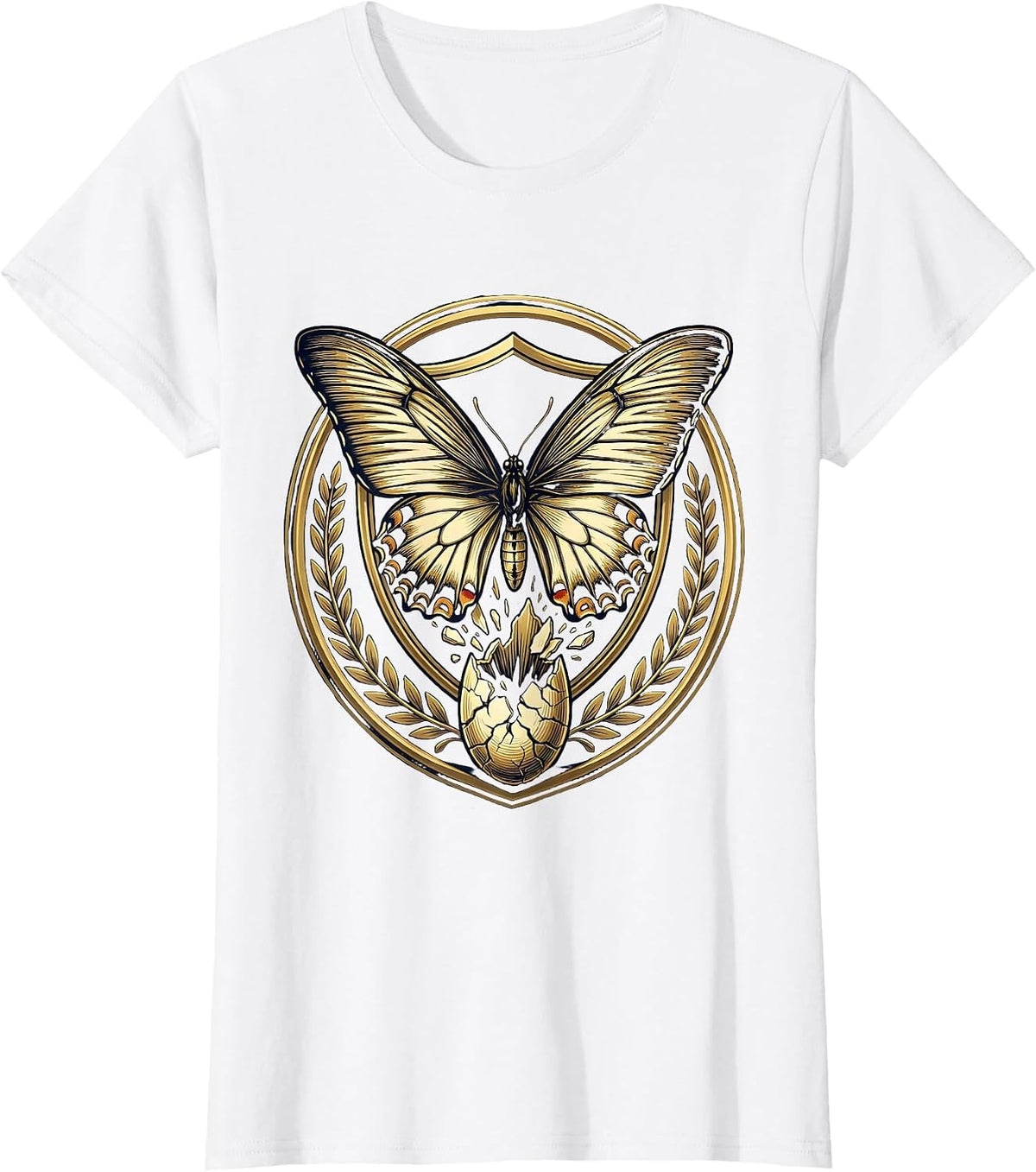 Women's Social Worker Butterfly Emerging Cocoon Graphic T-Shirt - White