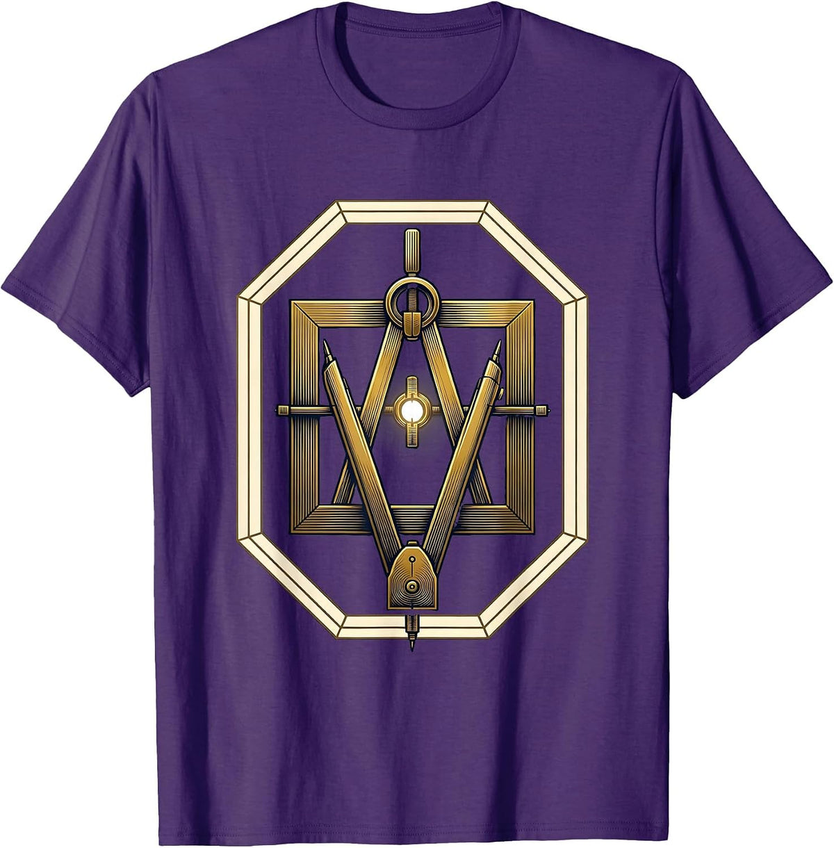 Square and Compass Freemason Emblem Fraternal Pride T-Shirt - Purple