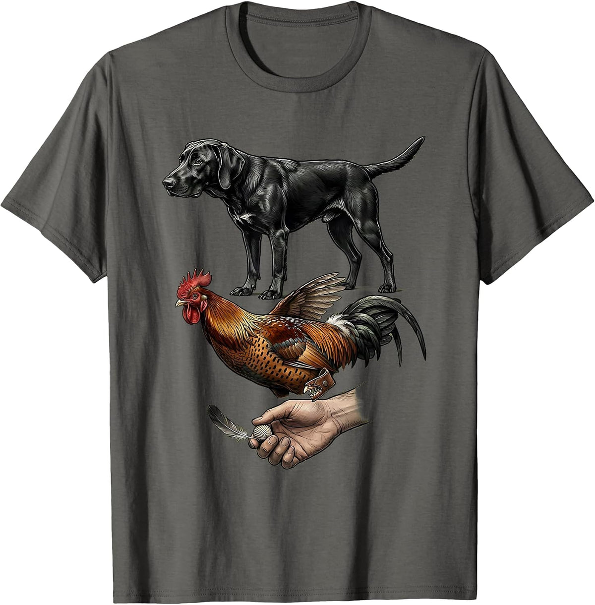 Pheasant Hunting Exploded View Technical Hunter Gift T-Shirt - Asphalt Grey