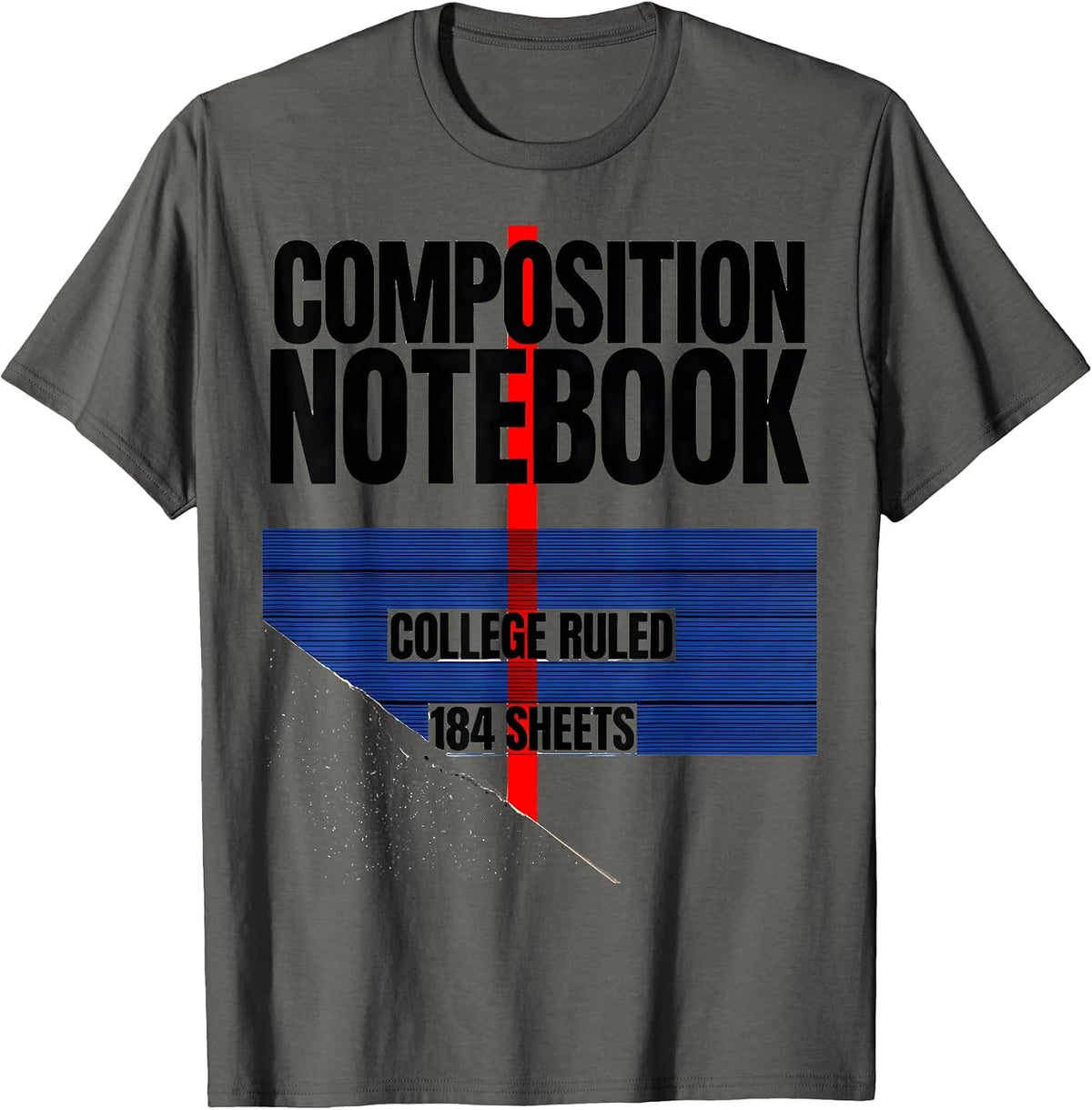 Composition Notebook College Ruled 184 Sheets Teacher T-Shirt - Asphalt Grey