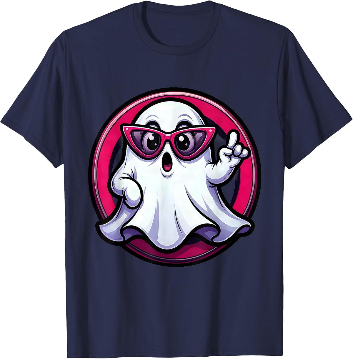 Men's Boo Jee Ghost Wearing Designer Sunglasses T-Shirt - Navy Blue