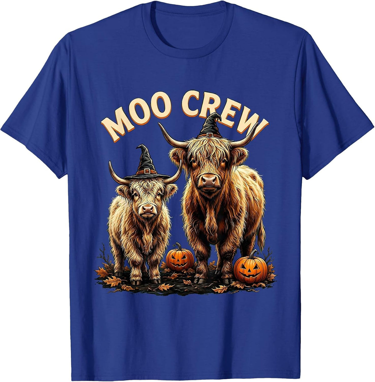 Moo Crew Highland Cow Witch Halloween Family Costume Humor T-Shirt - Royal Blue