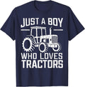 Just A Boy Who Loves Tractors Farmer Farm Lover T-Shirt - Navy Blue