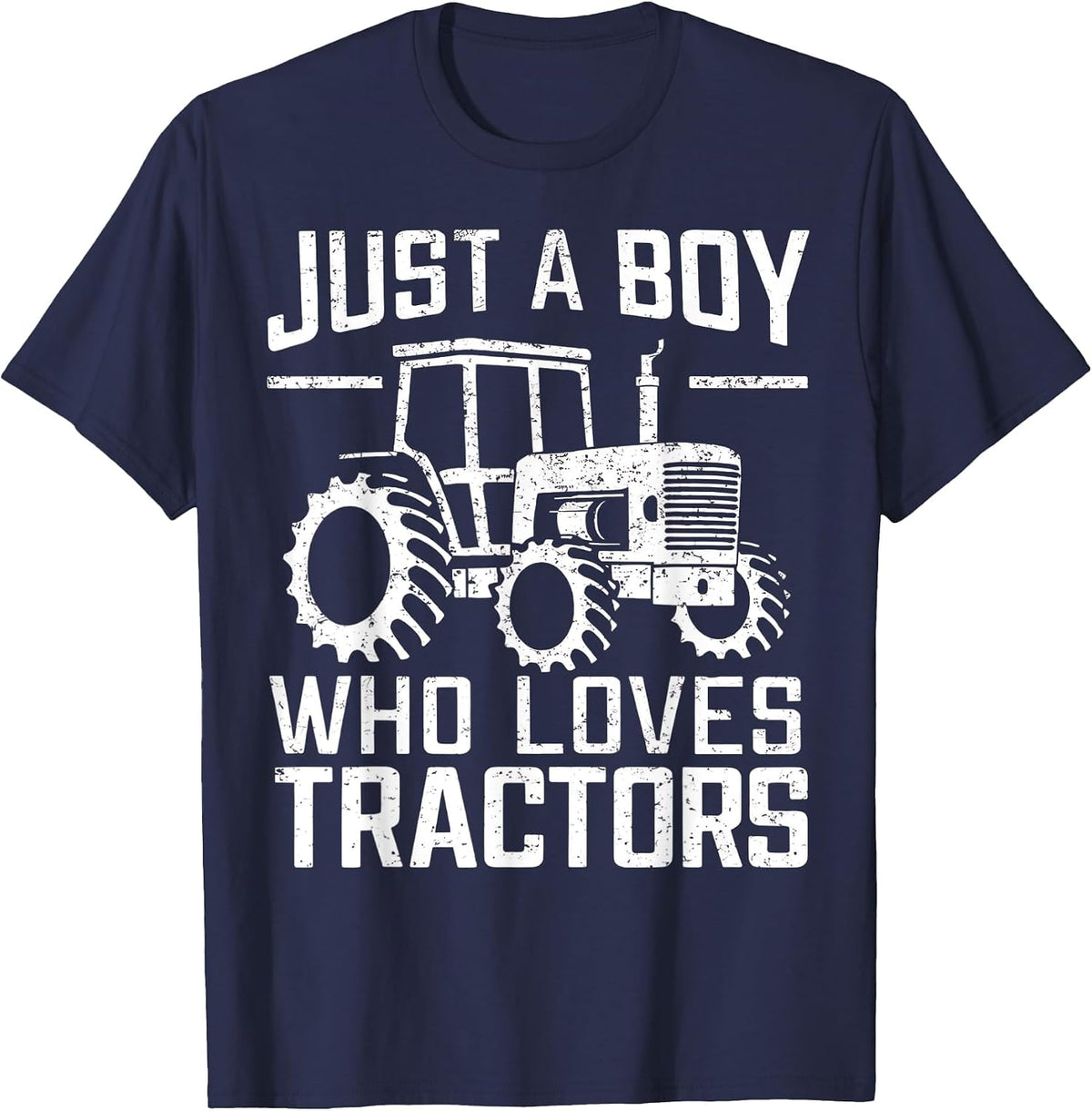 Just A Boy Who Loves Tractors Farmer Farm Lover T-Shirt - Navy Blue