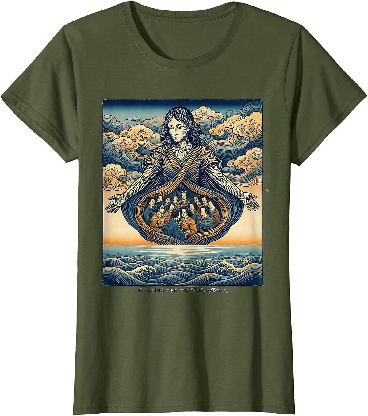 Women's Fighting for the Vulnerable Social Worker Design T-Shirt - Olive Green