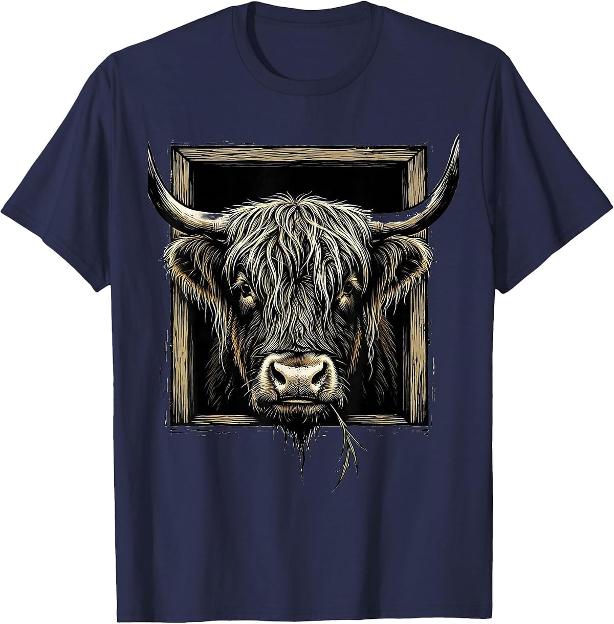 Highland Cow Farm Animal Humor Funny Rural Lifestyle T-Shirt - Navy Blue