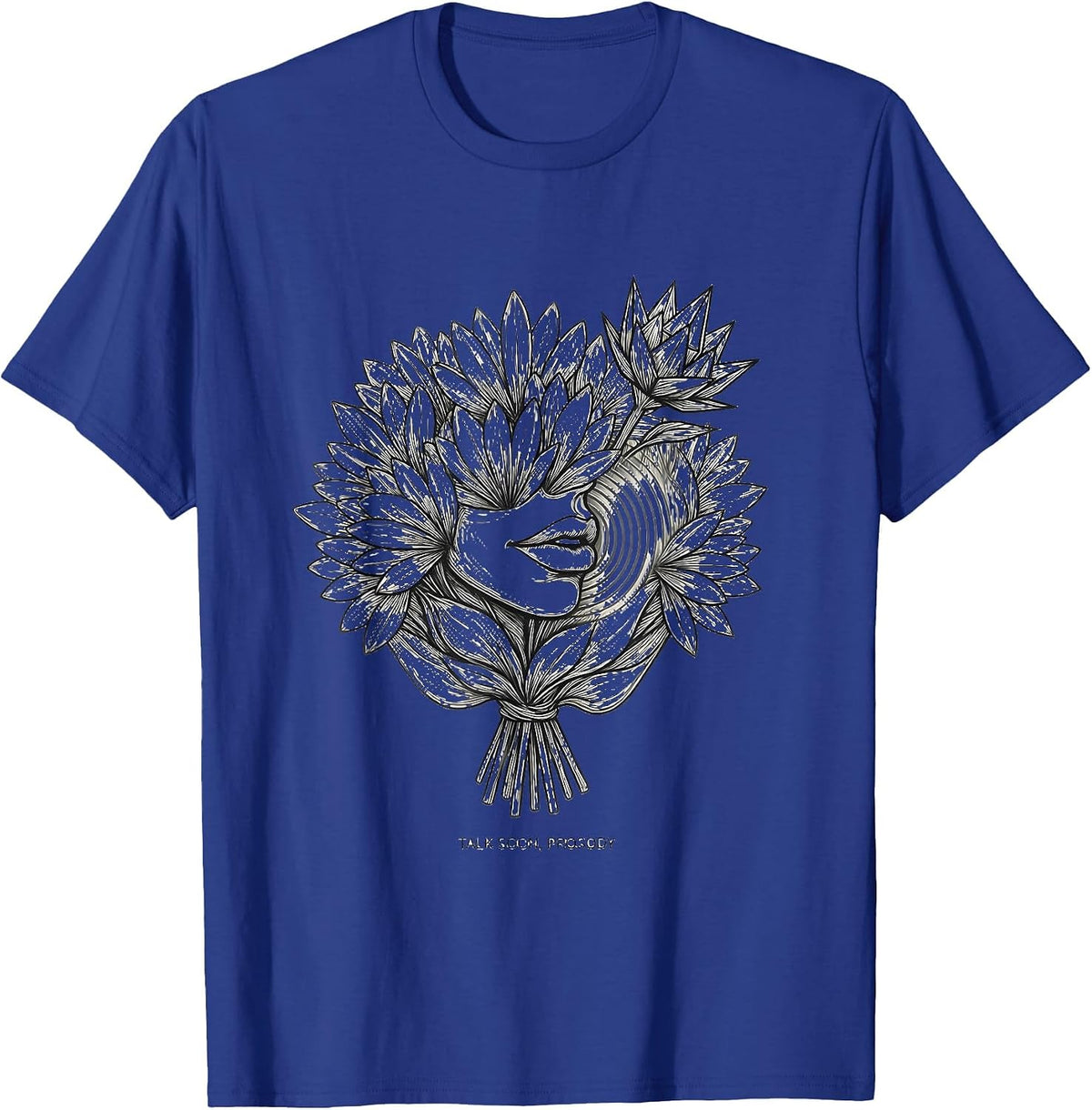 Men's Talk Soon Prosody Retro Floral Speech Language Pathologist T-Shirt - Royal Blue