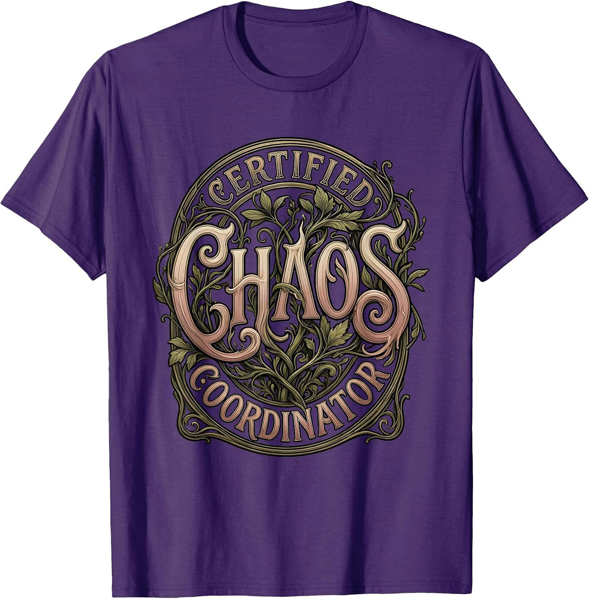 Men's Certified Chaos Coordinator Funny Design T-Shirt - Purple