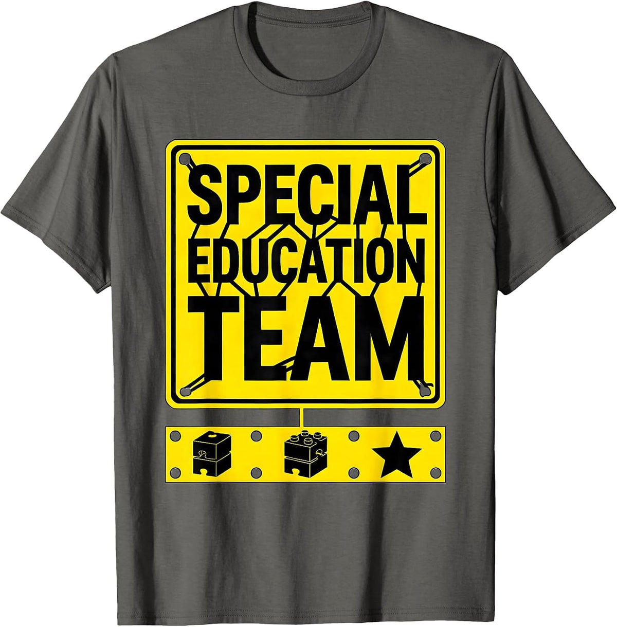 Special Education Team Stencil Graphic Teacher Humor Gift T-Shirt - Asphalt Grey