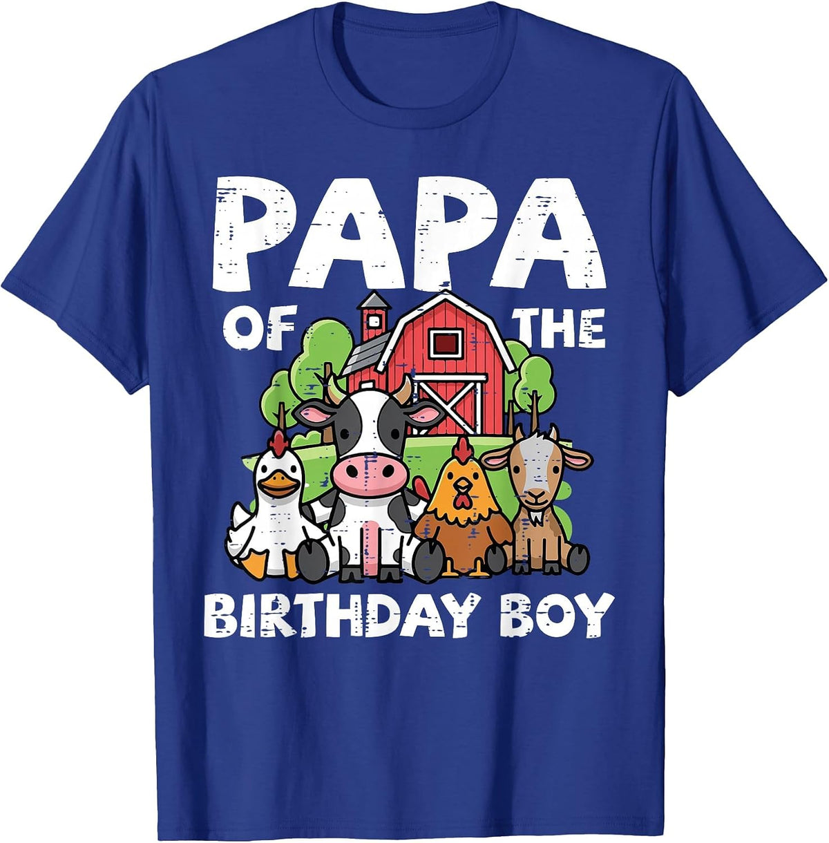 Papa of Birthday Boy Farm Animals Family Party Dad Men T-Shirt - Royal Blue