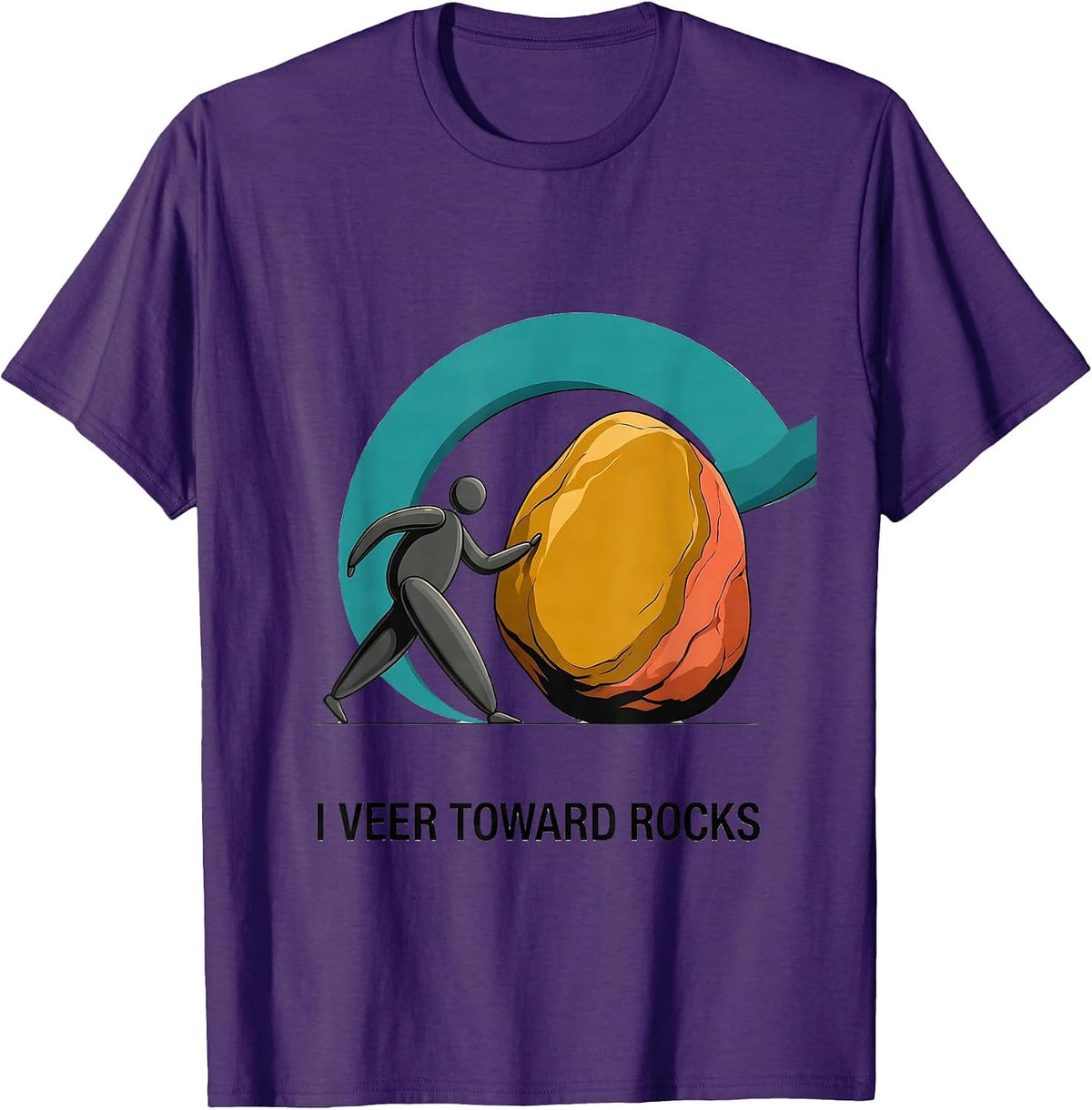 I Veer Toward Rocks Midcentury Modern Rock Collector Humor T-Shirt - Purple