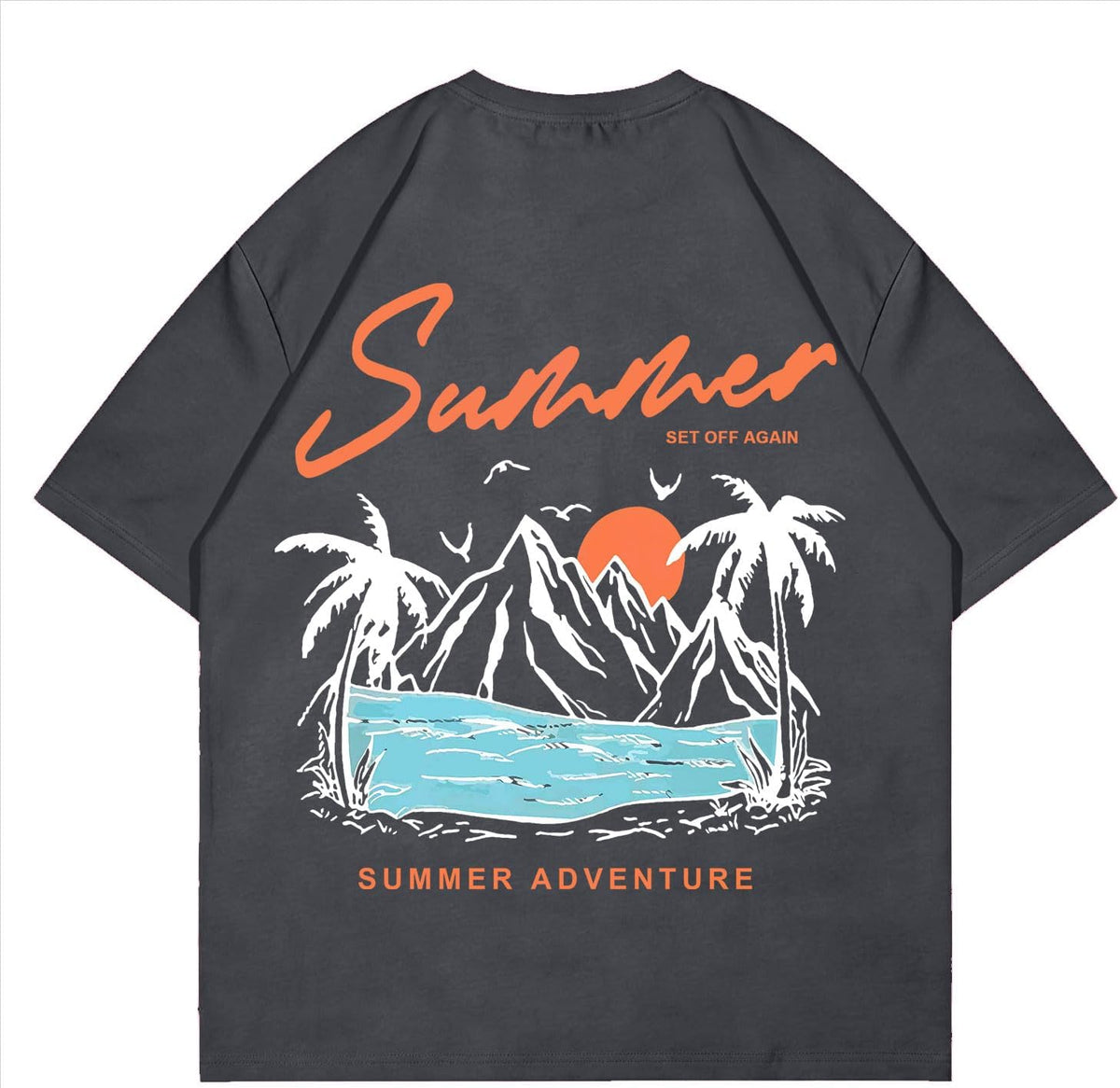 Mens Graphic Tees Oversized Creative Graffiti Tshirt - 0# Grey