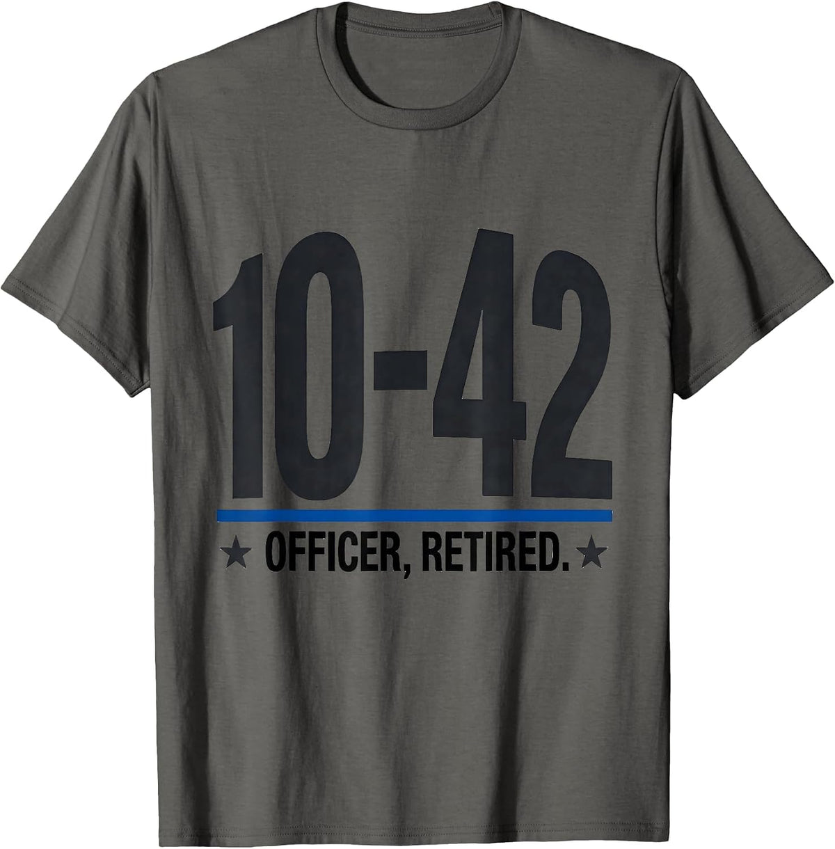 Men's 10-42 Officer Retired Thin Blue Line Police Support Tribute T-Shirt - Asphalt Grey