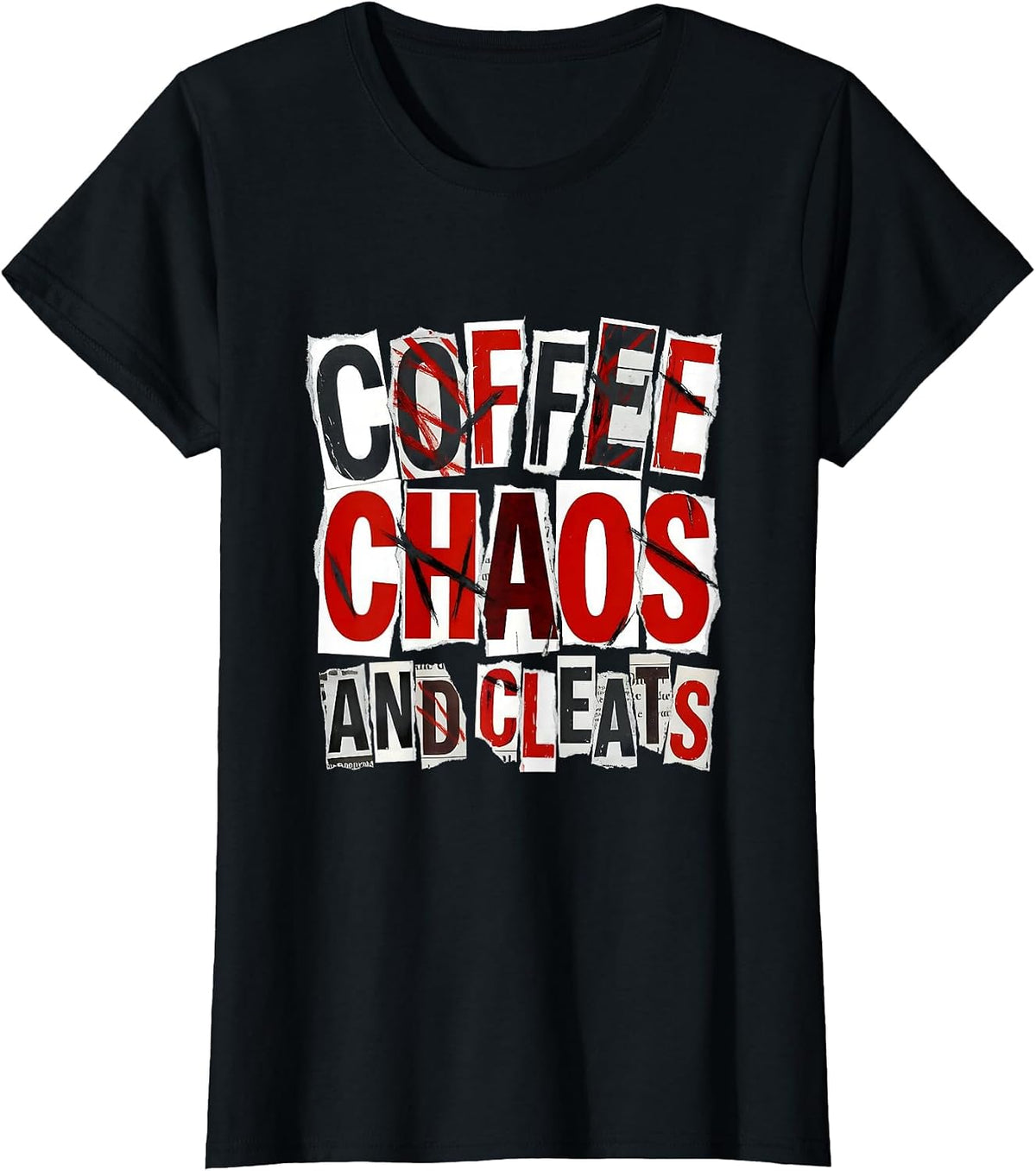 Coffee Chaos and Cleats Soccer Mom Design T-Shirt - Black
