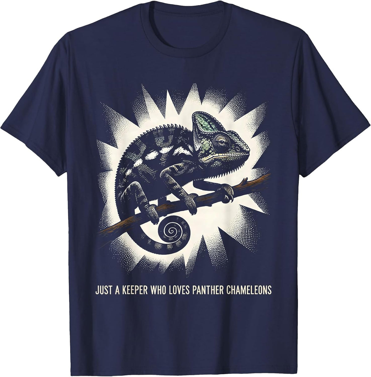 Men's Just A Keeper Who Loves Panther Chameleons Reptile Humor T-Shirt - Navy Blue