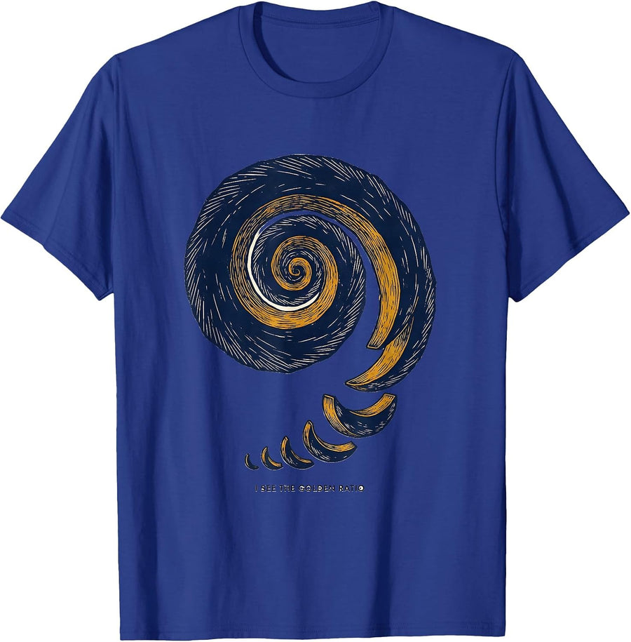 I See The Golden Ratio Linocut Math Enthusiast Sacred T-Shirt - Royal Blue
