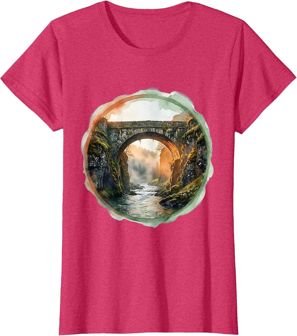 Women's Social Worker Bridge Graphic Illustration T-Shirt - Red Heather