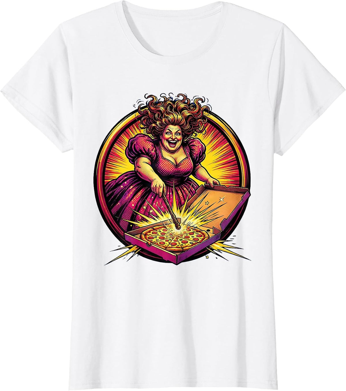 Fairy Godmother Pizza Spell Funny Graphic Tee T-Shirt - White
