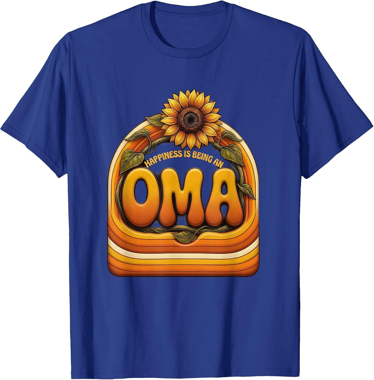 Happiness Is Being An Oma Retro Grandma Sunflower Mother's T-Shirt - Royal Blue