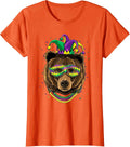 Bear Animal Lover Cute Mardi Gras Carnival Jester T-Shirt, Women, Orange, Medium - As Pictured