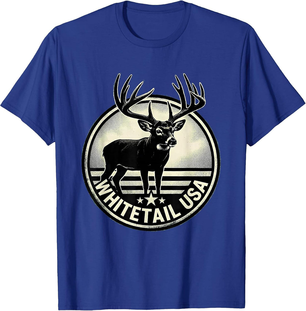 Whitetail USA Silhouette Whitetail Buck Hunting Dad Gift T-Shirt - Royal Blue