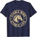 Stable Mind Stable Life Horse Lover Design T-Shirt - Navy Blue