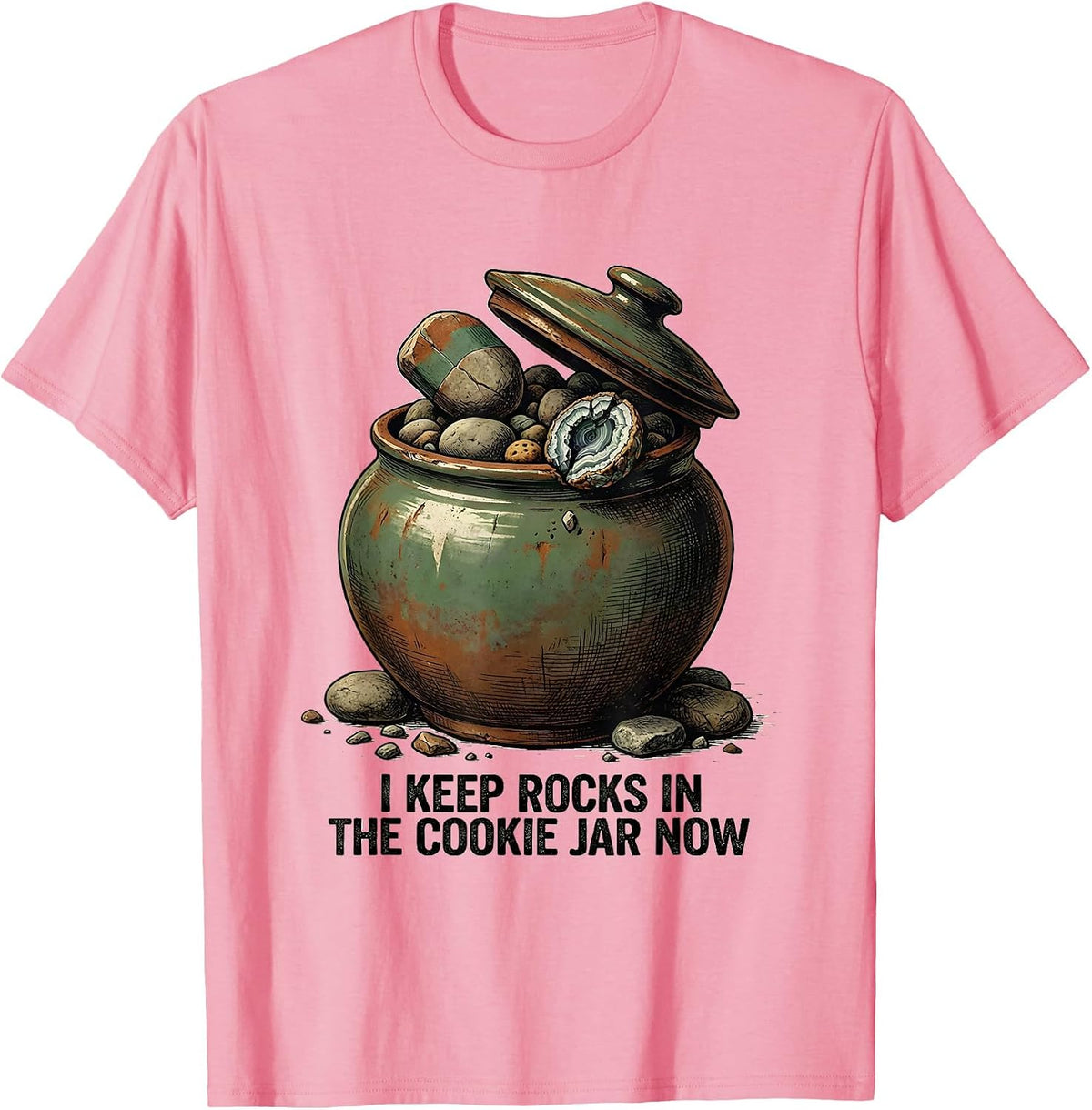 Men's I Keep Rocks In The Cookie Jar Now Vintage Rock Collector T-Shirt - Pink