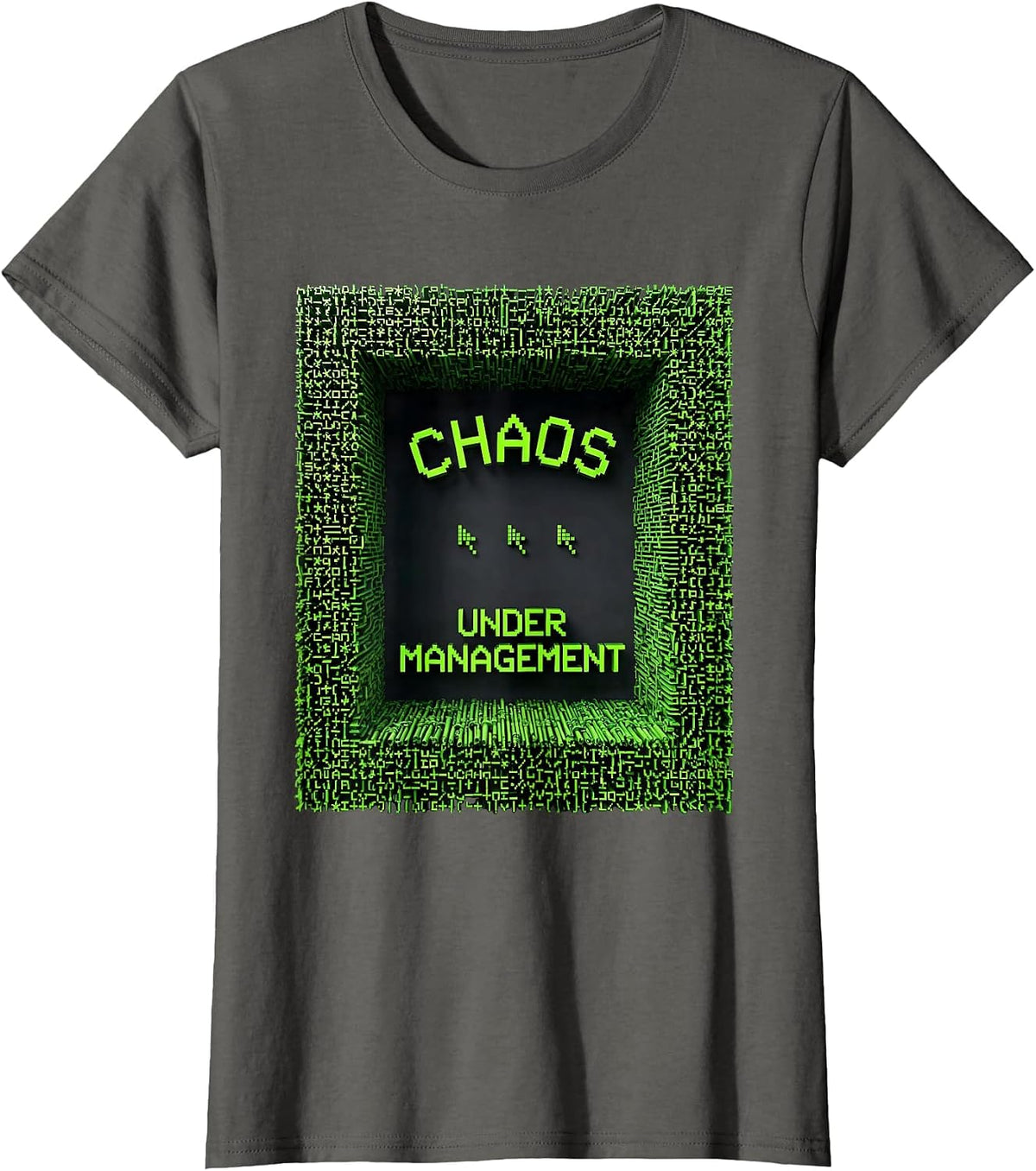 Women's Chaos Under Management Funny Chaos Coordinator Sarcastic T-Shirt - Asphalt Grey
