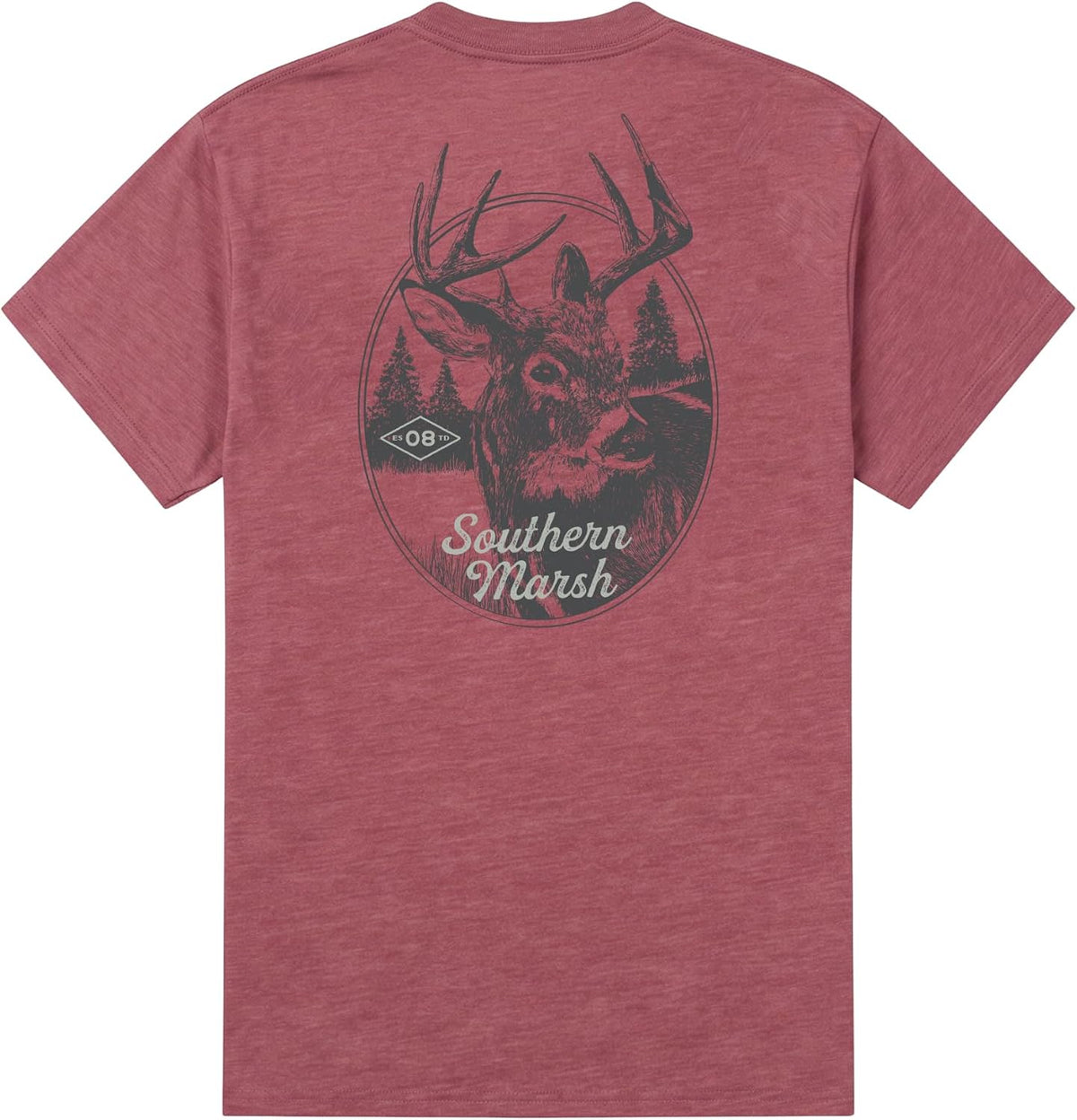 Southern Marsh Mens SEAWASH Whitetail T-Shirt - Crimson