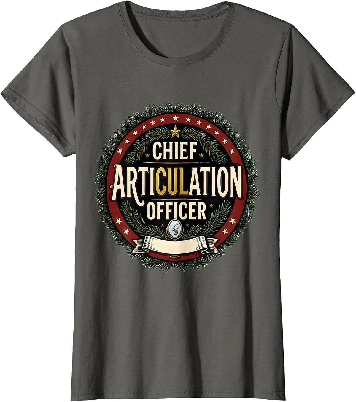 Women's Chief Articulation Officer Retro Groovy Speech Therapist T-Shirt - Asphalt Grey