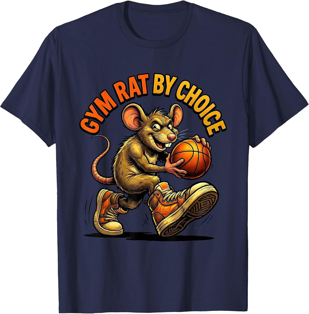 Gym Rat By Choice Basketball Lover Design T-Shirt - Navy Blue