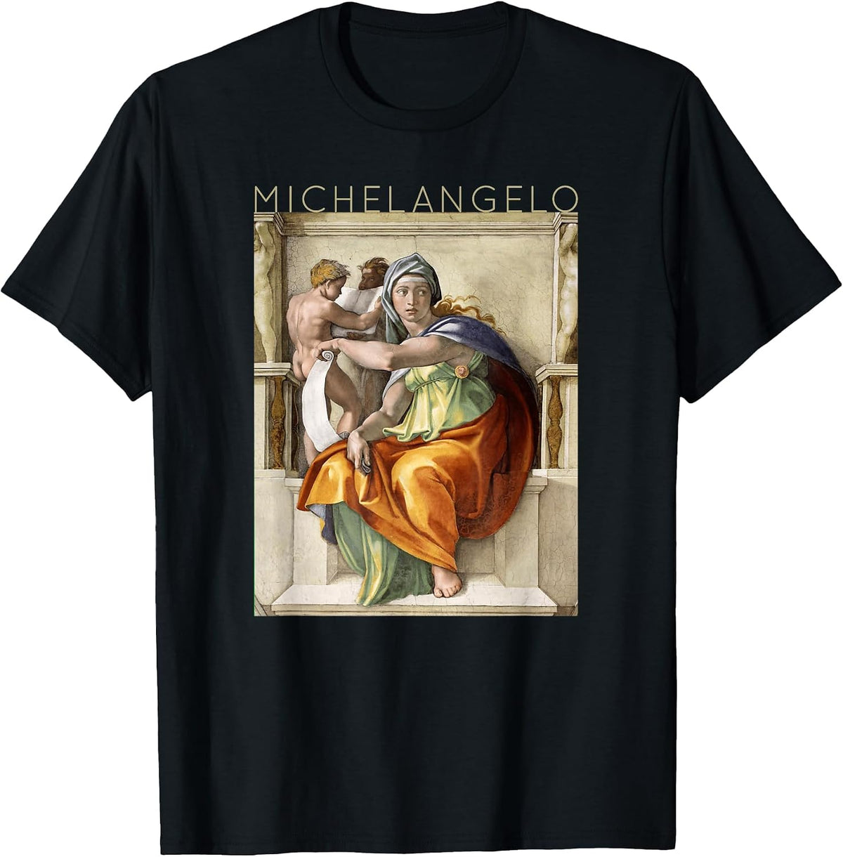 Michelangelo - Delphic Sibyl, Sistine Chapel - for Artists T-Shirt - Black