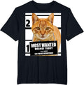 Most Wanted Orange Tabby Cat T-Shirt - Feline Tee Shirts - Black