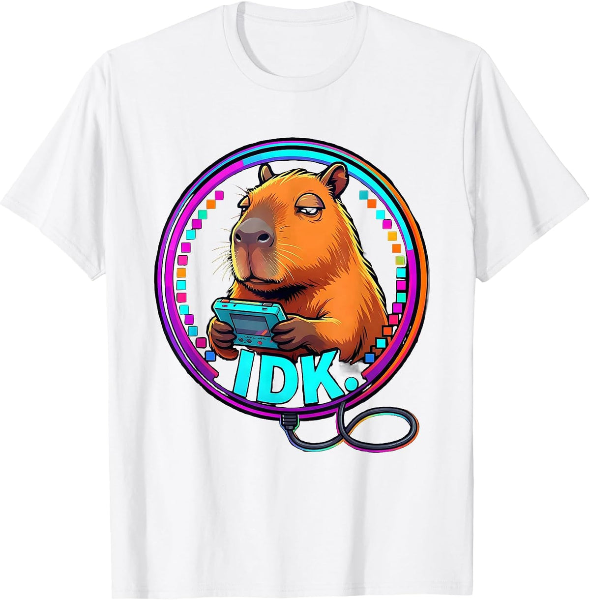 IDK Colorful Capybara Gamer Meme Humor T-Shirt - White