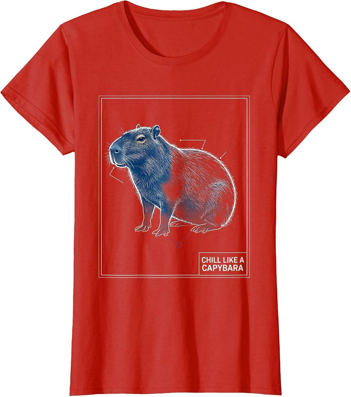 Chill Like a Capybara Relaxed Vibes Design T-Shirt - Red