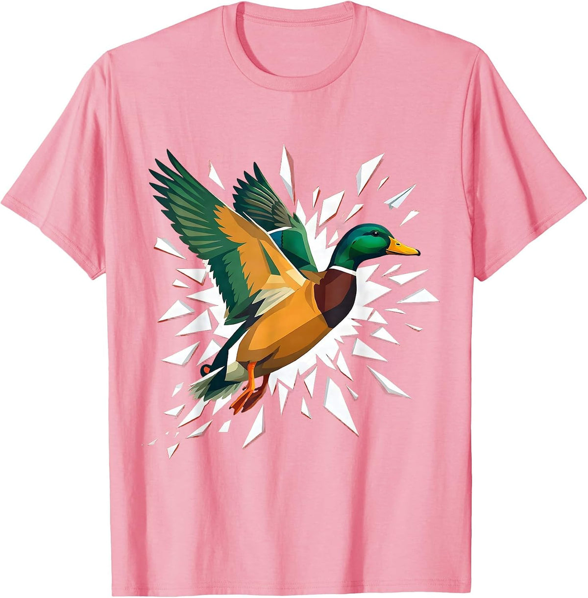 Men's Duck Bursting Through Paper in Flight T-Shirt - Pink