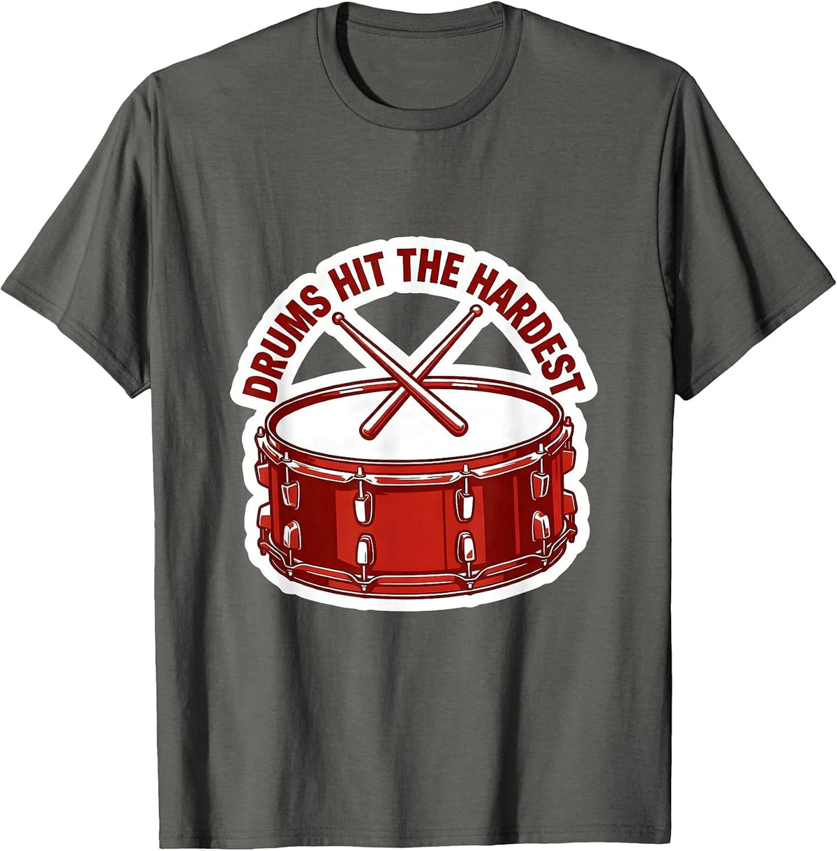 Men's Drums Hit The Hardest Drummer Design T-Shirt - Asphalt Grey